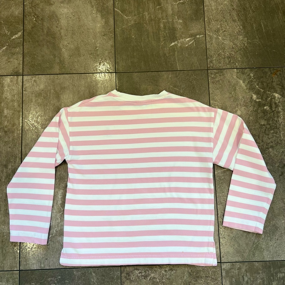 Zara Pink and White Striped Kids Shirt heart embroidered 11/12 heavy material - Picture 7 of 7